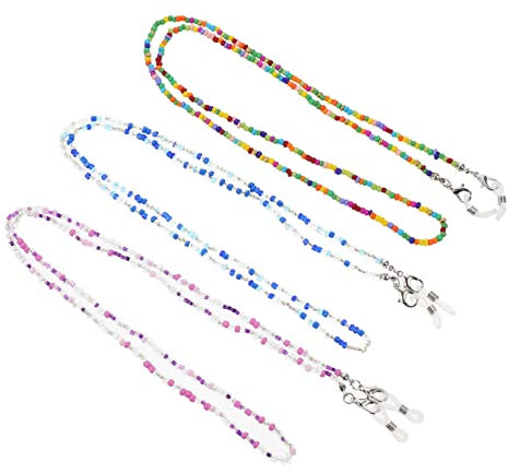 WESIEVYA 3stücke Brillenketten Für Damen Und Mädchen Bunt Und Dekorativ Aus Hochwertigen Glasperlen Modischer Lanyard Für Brillen
