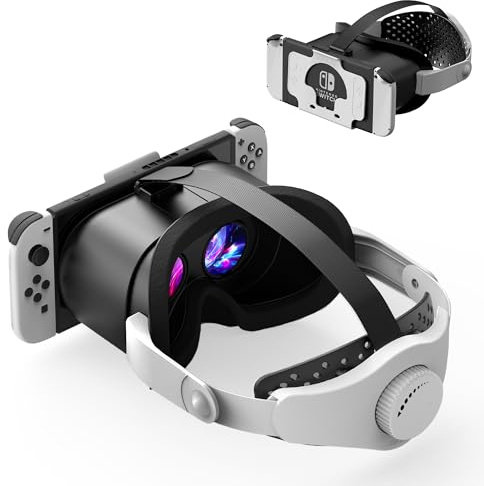 Aufgewertet VR Brille für Nintendo Switch/Switch OLED Modell, 3D Virtual Reality Headset Spiele Zubehör mit Anpassbaren HD-Gläsern und Elite Strap, Switch VR Labo Goggles Brille