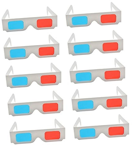 HOMSFOU 50pcs Red Blue Cardboard Stereoscopic Glasses Anaglyph Glasses for Movies Watching