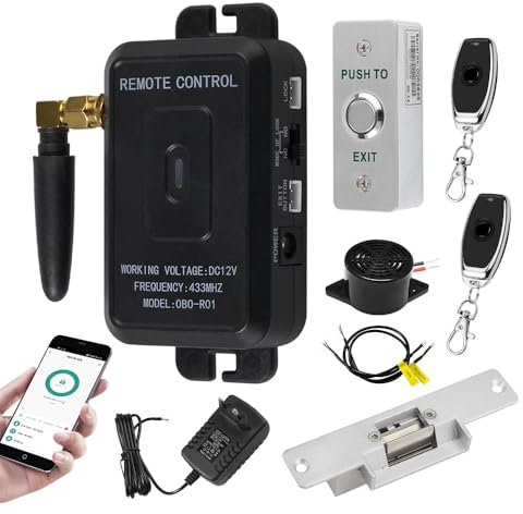 ReaIOKbii Kit di controllo accessi per porte WiFi Tuya Sistema di sicurezza domestica Apriporta senza fili Telecomando Sblocco con serratura elettrica NC Fail Safe