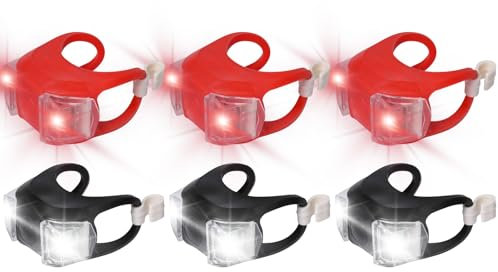 Pumwoy 6 unidades de luz de silicona para cochecito de bebé (luz blanca/roja), luz LED para cochecito de bebé con 3 modos de luz, impermeable LED de silicona, luz para cochecito de bebé, exterior,