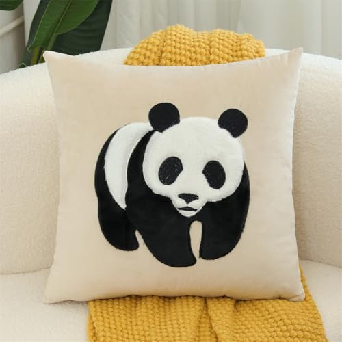 Kuschelkissen Kinder, Kinderkissen, Weiche Flauschige Tierkissen mit Füllung, Niedliche Tierform Dekokissen für Kinderzimmer, Mädchen Jungen Zuhause Schlafzimmer (Panda)