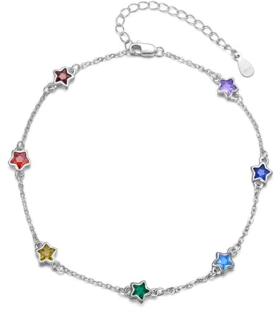 Chakra Fußkettchen Sterlingsilber Herz/Tropfform Chakra Fußkettchen 7 Chakren Tautropf Sommer Strand Fußkettchen Armband für Heibee Fraugeburtstag Weihnachen Geschenke für Frauten rauen Frau Freundin