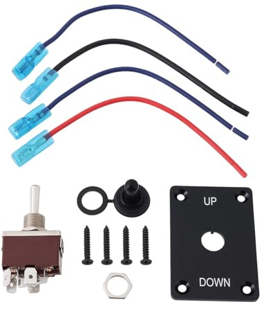 YINETTECH 1Set DPDT Wasserdichter Momentary Kippschalter (EIN)-Aus-(EIN) 12V 30A mit Up Down Montageplatte 3 Position 4Pin Verdrahtet