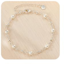 Pulsera de perlas Halora para mujer, pulsera de plata con circonita cúbica para mujer, pulseras de joyería, regalo, 17,5 - 22,5 cm, Plata de ley, Sin gemas