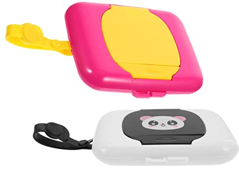 FRCOLOR 2 St Bärbar Våtservettbox med Praktiskt Lock Kompakt Skyddar Servetter från Uttorkning Lämplig för Vagn Hem Slumpmässig i Lila