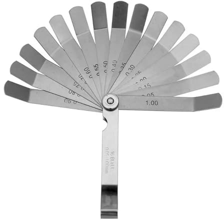 Calibro di spessimetro for offset valvola metrico da 100 mm, 0,05-1, 16 lame, in acciaio inossidabile, for punterie valvole a gioco