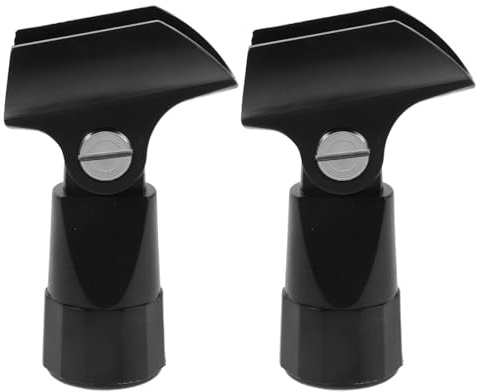 2 Stück Verstellbare Mikrofonhalterungsklemmen mit 3/8-zoll Adapter | 20–25mm Stative, Schwarz, Metall Kunststoff, für Kondensator und Funkmikrofone