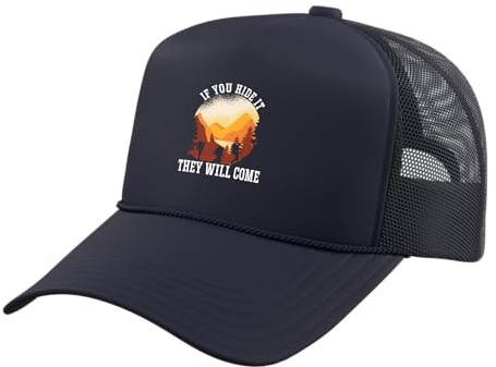 If You Hide It They Will Come Geocacher Geocaching Cache Trucker Hat with Adjustable Mesh Back, Navy Blue