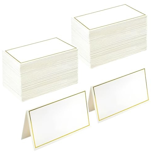 60Pcs Table Place Cards, Place Name Cards for Table Setting with Gold Foil Edge 2x3.5 Inches White Blank Name Places Card for Banquets Party Dinner Birthday Weddings