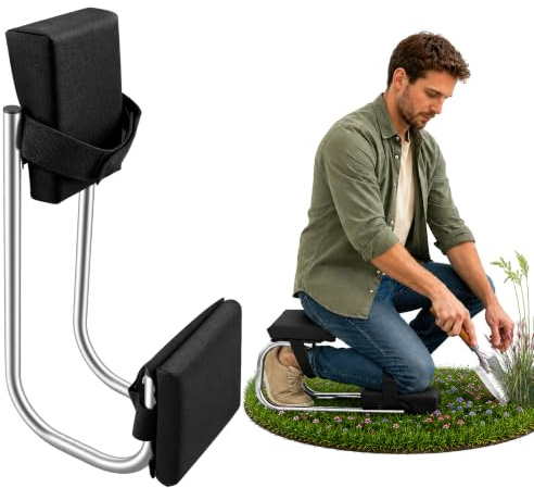 Eirolace Kniesitz Gartenarbeit Tragbar am Bein – Kniebank mit Stahlrahmen & verstellbaren Gurten, Knieschoner für Garten, BAU & Fliesenlegen, ergonomische Kniehilfe zur Entlastung der Knie
