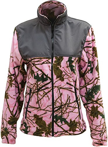 TrailCrest by Treel Women's Classic Fit Polar Soft Fleece Full Zip Jacket, Pink Camo & Gray, XL