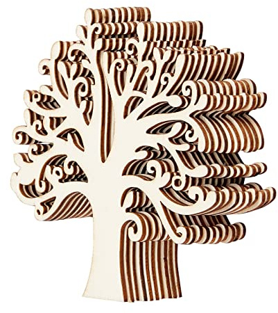 NBEADS 20 Pz Decorazioni A Forma di Albero, in Legno, Senza Scritte, per Matrimoni, Natale E Lavoretti Fai da Te 125 X125X3mm