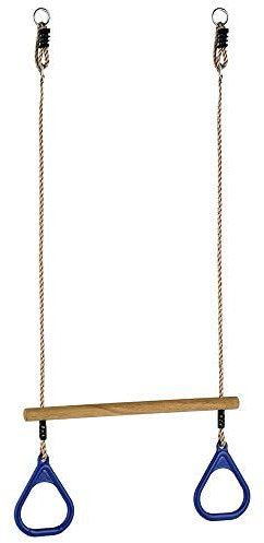 HUAWELL Holz Trapez mit Kunststoff Gym Ringe – Outdoor N-Spielplatz 2 in 1 Swing Set Zubehör für Kinder, blau