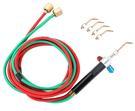 NATGAI Mini Oxygen Torch Kit, Mini Gas Little Torch Welding Soldering Gun, Practical Gas Oxygen Acetylene Torch with Flexible Hoses for Jewelry Repairing with 5 Weld Tips
