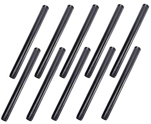 3/4 x 12 Black Painted Iron Pipe, Home TZH 10 Pack Threaded Black Paint Finish Metal Pipe Nipple for DIY Project/Furniture/Shelving Decoration(10, 12)