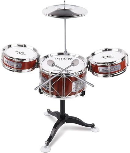 JAFATOY Small Plastic Drum Set Toy for Kids Age 3 - 6 Years Old Toy Musical Instruments Playing Rhythm Beat Toy Great Gift for Boys Girls