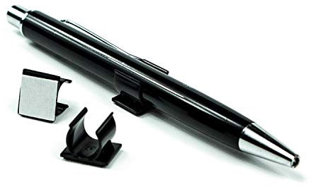 LEO’s - 10 x Stiftehalter selbstklebend 1,5 x 1,2 cm Schwarz aus Kunststoff - Stifthalter für Kugelschreiber und Schreibgeräte - Kugelschreiberhalter zum Kleben an Notizbuch, Kalender und Mappen