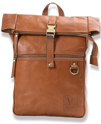 Volksy Bags Echtleder Rucksack Berlin, Laptoptasche und Reiserucksack für Herren Damen