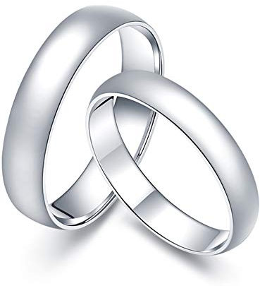 Epinki Platin Verlobung Ringe, Freundschaftsringe Glatt und Simple Hochzeitsring Diamantring Damen Goldschmuck Gr.56 (17.8)
