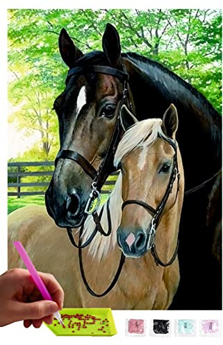 MISHBAY Diamond Painting Erwachsene Set Pferd - 30x40cm Pferde - Diamant Painting Entspannendes DIY Komplettset für Frauen & Anfänger - Kreatives Hobby für Ruhige Auszeite