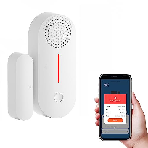 eMylo 2.4G WiFi allarme casa senza fili, sensore porta wifi con telecomando APP gratuito, allarme luce, temporizzazione, nessun hub richiesto, Funziona con per antifurto casa