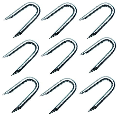 TERF® 40mm Galvanised U Nails Netting Staples Length 40mm (1.5 inch) Diameter (Ø) 4.0mm Heavy Duty U Nails Wire Staples for Fixing Fencing Fence Wire Mesh - Pack of 50