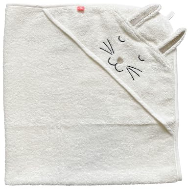kikadu Kapuzen- Handtuch aus 100% GOTS-zertifizierter Bio-Baumwolle (Hase Weiß)