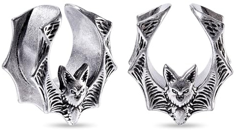 Longbeauty 1 Paar Öffnen Sattel Retro Flesh Ohrtunnel Flamme-Stil Ohrmesser Piercing Ohrringe Expander 8mm-16mm Silber/Schwarz/Gold