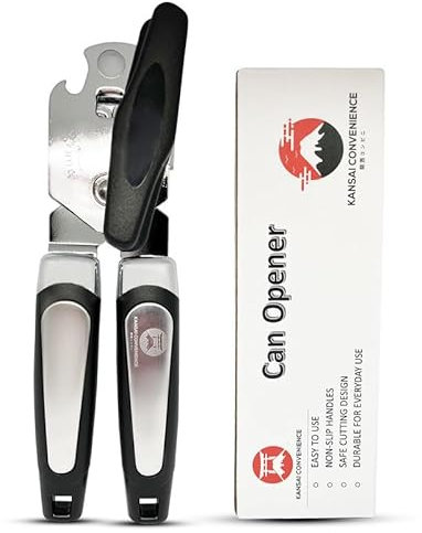 Kansai Convenience 3 in 1 Manual Tin Opener Can Opener Stainless Steel Non Slip Handle Kitchen Tool Heavy Duty | Soft Grip