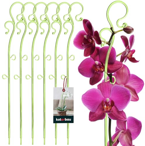 KOTARBAU® Set med 6 växtstöd grön PVC 39 cm blomstöd växtstöd inomhusväxter blomstöd trädgård orkidépinne stödstång växter dekorativa växthållare inomhusväxter rankstavar