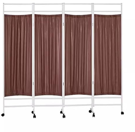 3/4 Panel Mobile Medical Privacy Screen on Wheels, 6 Ft Rolling Room Dividers Temporary Fence, Foldable Wall Panels Stand for Office/Hospital(Color:Brown,Size:4 Panel)