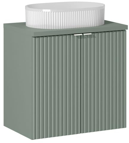 Lomadox Badezimmer Waschtisch mit Keramik-Waschbecken 60cm in grün