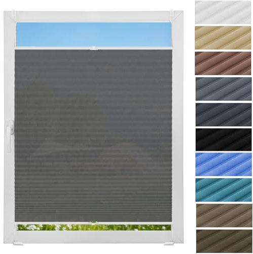 Plisseerollo Fensterrollo Faltrollo Jalousie 34 x 40 cm, Sonnenschutz Easyfix Lichtdurchlässig, Klemmen Plissees Sichtschutz Fenster, Fenster Plissee Ohne Bohren, für Fenster & Tür, Grau