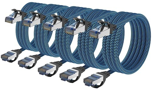 CABNEER 5 Stück 5x 3 meter LAN Kabel Netzwerkkabel CAT8 Ethernet Kabel | RJ45 Patchkabel 40Gbps 2000Mhz/s Gigabit, Hochgeschwindigkeit Internet Kabel Kompatibel für Router Modem Laptop PC
