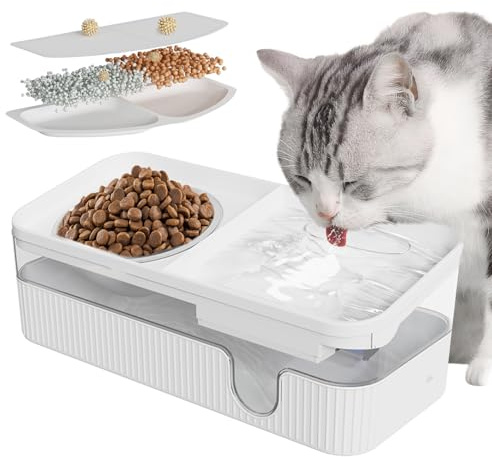 Cat Fountain Water Bowl Stainless Steel, Royal Claws101oz/3L Automatic Pet Water Fountain, Dog Water Dispenser Cat Feeding Watering Supplies with 2 Filters for Cats, Dogs, Pets Blue (White(2 in 1))