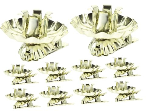 STOBAZA 10pcs Christmas Tree Candle Holder Clips Decorative Iron Candle Clips for Wreaths and Cakes Smooth for Home Parties Weddings and Holiday Decor