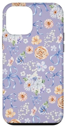 Custodia per iPhone 12 mini Delicati fiocchi floreali e coquette su viola lilla