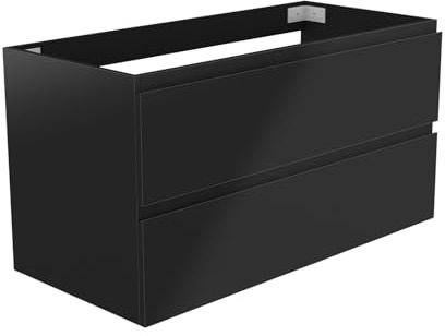 Aica Sanitär Waschbeckenunterschrank 80 cm Unterschrank MDF Waschtischunterschrank Badschrank Hochglanz Schwarz