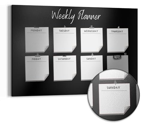 DEQORI Metall Magnettafel | 90x60 cm cm groß | Motiv NP Schwarz (EN) | Whiteboard für alle Magnete | Magnetboard Wand-Tafel für Küche & Büro | Design Magnetwand Pinnwand magnetisch