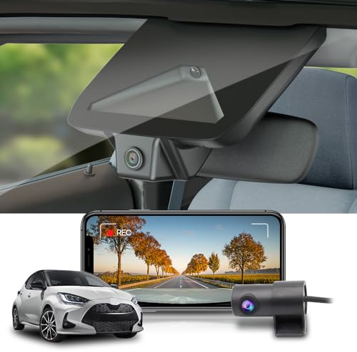 Fitcamx Dashcam Auto Vorne und Hinten 2160P+1080P Kompatibel mit Toyota Yaris and Yaris Cross 2024-2026, OEM Dashcam 4K UHD Video, WiFi & APP, G-Sensor, Loop-Aufnahm, WDR Dasch-cam Auto, 128GB Karte
