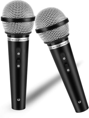JAONLD Fake Microphone, 2 Pcs Microphone Prop Kids Toy Portable Plastic Model Handheld Karaoke Equipment for Birthday Party Favors Pretend Play Costume Prop