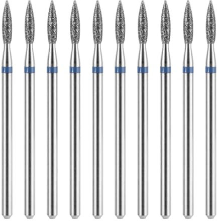 10 Stück Nagelhautbohrer Nagelfräser Bits Diamant Flammen Nagelhautfräser mit Etui Diamantbohrer Polierfeile Schleifköpfe Werkzeuge Flammen Edelstahl Bit mit Etui für Maniküre