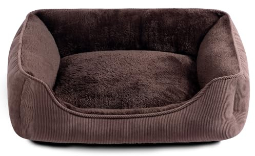 Hollypet Panier pour Chat Lit pour Chat et Chiot, Niche Maison pour Chat et Petit Chien, Lit Coussin Doux et Respirant pour Sommeil, Café (50 * 45 * 15cm)