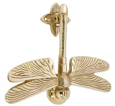 Infinity Decor Battente per porta a libellula in ottone lucido – Battente per porta d'ingresso anteriore in ottone massiccio di alta qualità