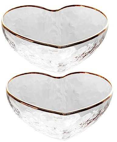 TOPBATHY 2pcs Love Plate Household Heart Shaped Dish Shaped Dishes Heart Bowl Serving Party Dessert for Decorative Bowl Gold Rim Large Bowls Jelly Serve Glass