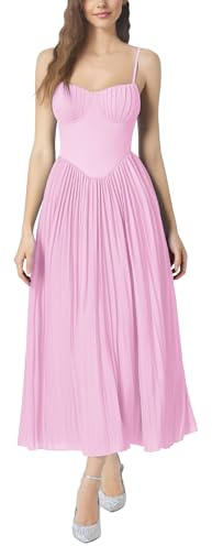 AGYMNX Robe Femme col V Bustier sans Manches Halter Élégant Taille et Genou Robes A-Line Cocktail Fête Plage Soirée Printemps Été