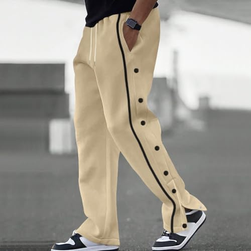 Pantaloni lunghi da uomo alla moda jacquard patchwork per uscite casual e attività quotidiane (XL albicocca)