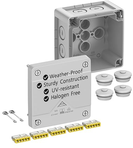 Spelsberg Abox Pro 025-2,5² – IP66/IP67/IP69 Anschlussdose mit Kabelstecker-Zubehör – Elektrogehäuse mit schraubenlosen Klemmen – bewertet 450 V für Industrie und Außenbereich (Grau)