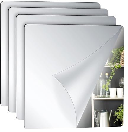 Unpoten Ganzkörperspiegel für Wände 4 Stück, Klebespiegel für Schrank, DIY Acrylspiegel, Wall Mirrors für Wand Zuhause Wohnzimmer, Fitnessstudio, Flur, Wandspiegel, Selbstklebend Mirror (20x30cm)